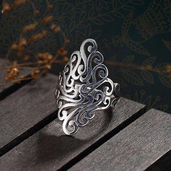 

wedding rings bijoux silver large flower for women christmas gifts adjustable open ring ladies boho jewelry anillos, Slivery;golden