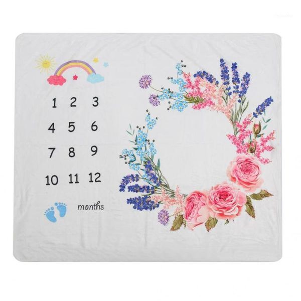 

blankets & swaddling flannel born baby swadding blanket printed monthly growth pography props sleeping cover1