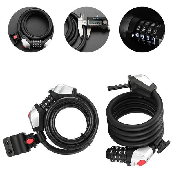 

bike locks lock cable high security 4 digit resetable bicycle combination coiling