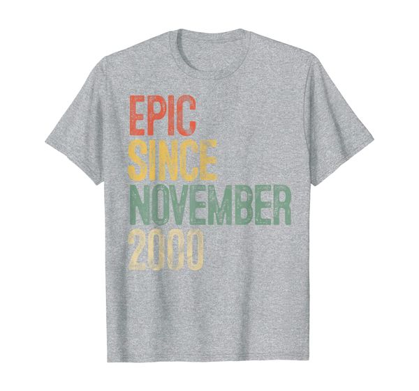 

fun epic since november 2000 19th birthday gift 19 year old t-shirt, White;black