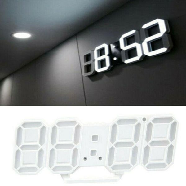 

office wall clock decor gift modern white digital 24/12 hour timer alarm