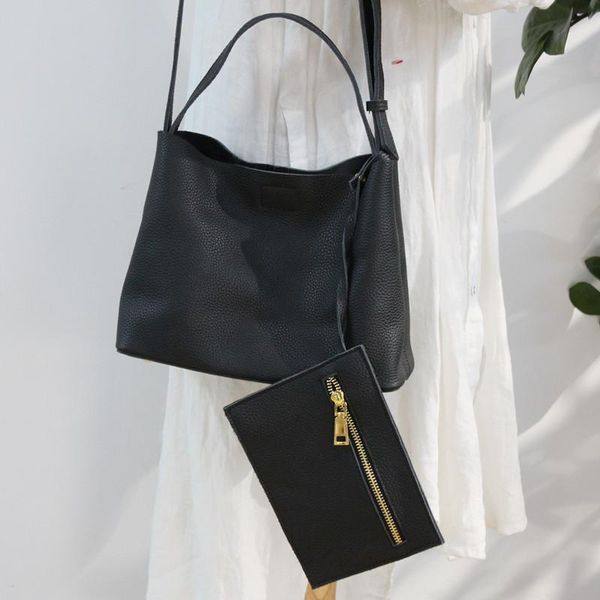 

women bucket bags tote purse designer quality 2021 with genuine shoulder crossbody bag fashion female handbags high soft leather txtrl, Red;black