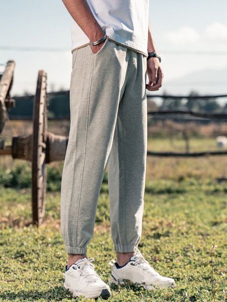 

men solid pocket detail sweatpants v1xz#, Black