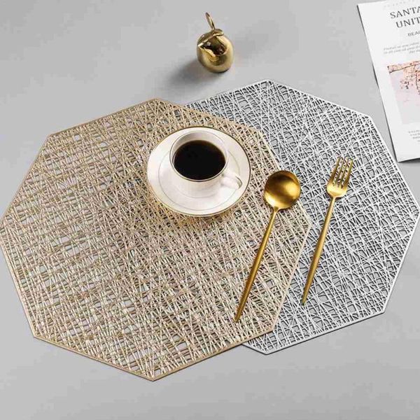

mats & pads placemats pvc hollow for dining table home diner decoration cutout hangable gold individual