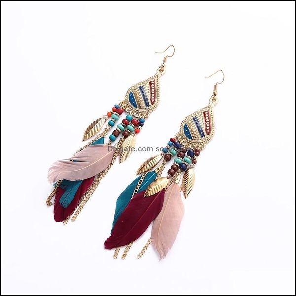 

dangle & chandelier earrings jewelry s266 bohemian fashion womens feather tassels romantic female ornaments drop delivery 2021 187b4, Silver