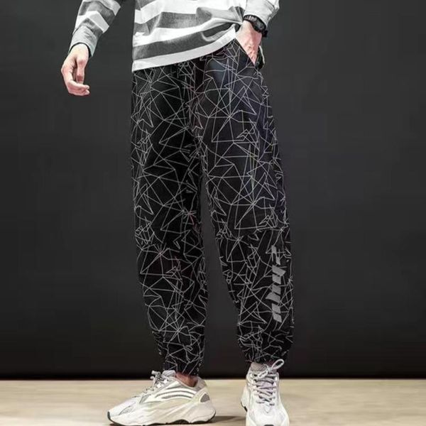 

men's leggings casual spring and autumn printing workwear all-match long trend sports, Black