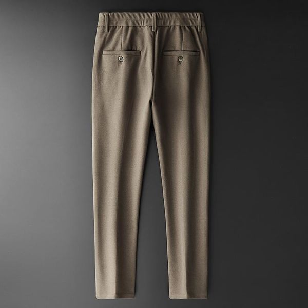 

men's pants 2021 winter thick casual men, classic fashion business slim straight pure color brand trousers 28-38, Black