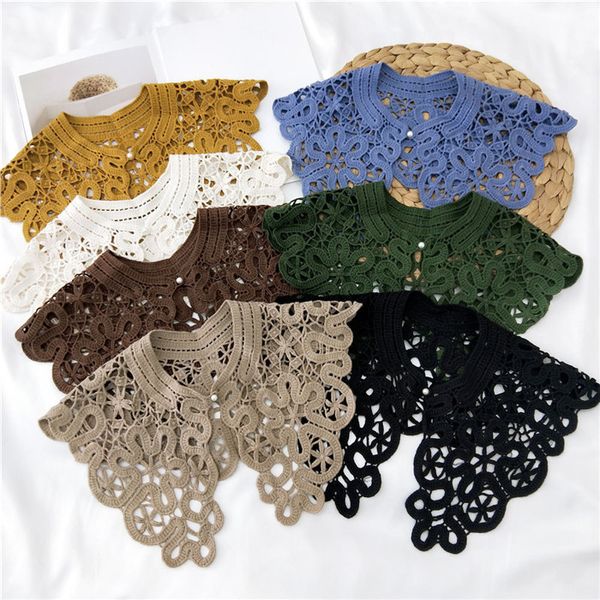 

bow ties 8 colors fake collars shawl o-neck doll false hollow crochet detachable collar half shirt faux col, Black;gray