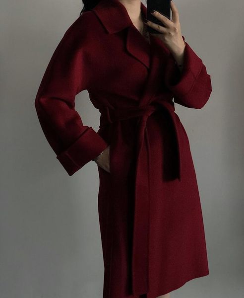 

women's wool & blends married han edition 2021 red double-sided cashmere coat female cloth in qiu dong long woolen, Black