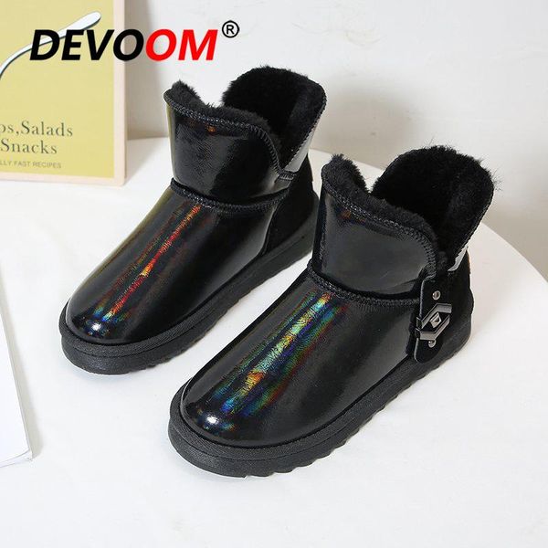 

boots women winter snow 2021 fashion black furry ankle for warm ladies bottes femme cotton flats shoes woman