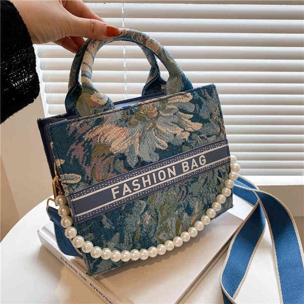 

large capacity women's fashion version simple shoulder printed foreign style canvas
