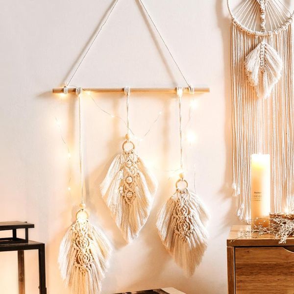 

tapestries hand woven tapestry nordic cotton thread dream catcher wall hanging leaf handcraft home bedroom decoration