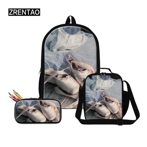 

backpack 3pcs school bag set with lunchboxpencilcase ballet dance printing back packs bookbag for teenage boys girls casual daypack gifts