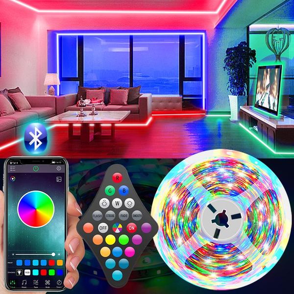 

strips bluetooth led strip lights 5v usb smd 2835 rgb diode ribbon phone app control holiday party decoration bedroom pc tv backlight