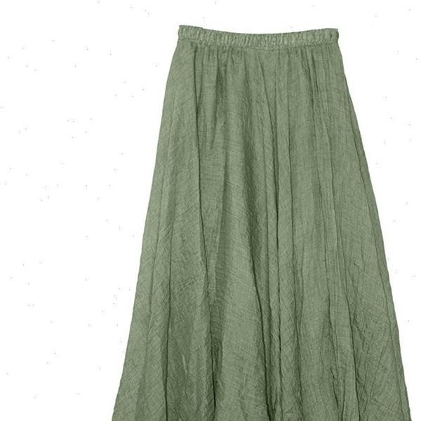

2021 women skirts new womens bohemian style elastic waist band cotton linen long maxi dress w326, Black