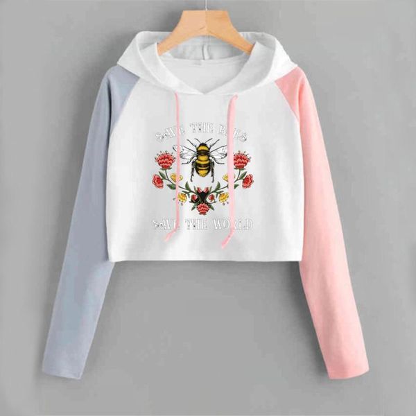

women's hoodies & sweatshirts bee kind short hoodie aesthetic graphic cotton polyester women camisetas verano mujer 2021, Black