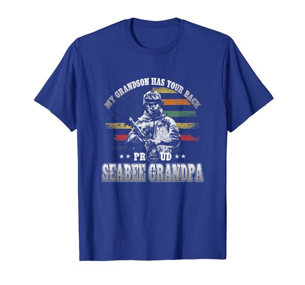 

proud seabee grandpa t-shirt my grandson has your back, White;black