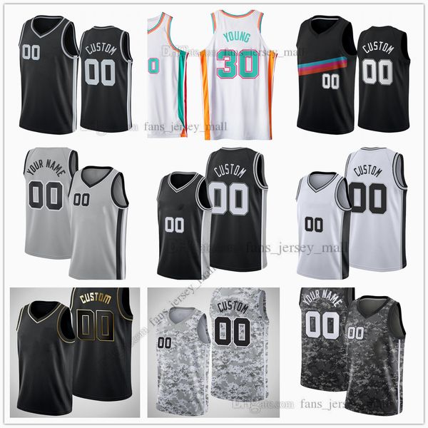 

custom printed 75th city basketball jerseys white murray 4 mcdermott 5 young poeltl collins vassell primo walker forbes johnson eubanks land, Black;red