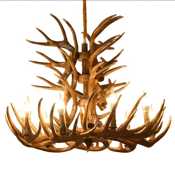 

pendant lamps deer lamp vintage industrial light retro antler chandelier for living room church lustres luminaria resin horn hanging