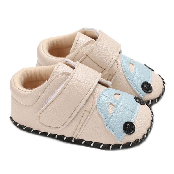 

first walkers p15c infant baby boy girls faux leather crib shoes cute cartoon car applique soft anti-slip rubber toddler pre-walkers