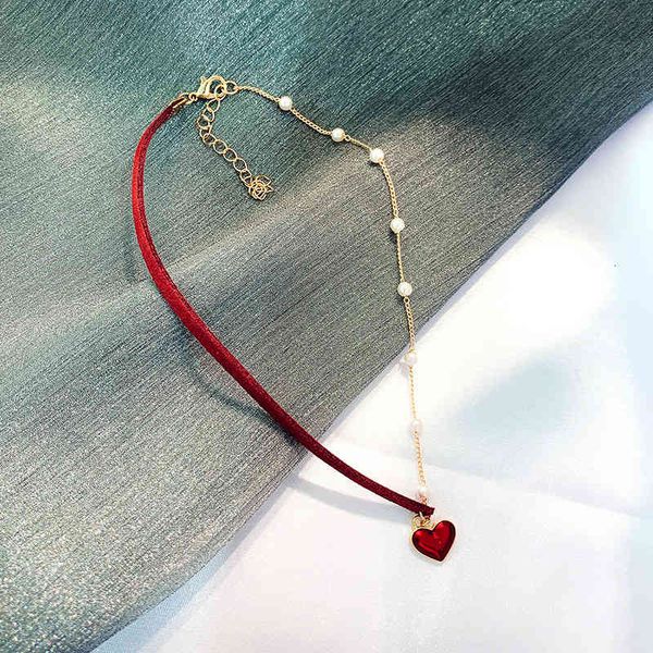 

chain women pendants short pearl necklace ornament clavicle women's love pendant choker net red collar band, Silver