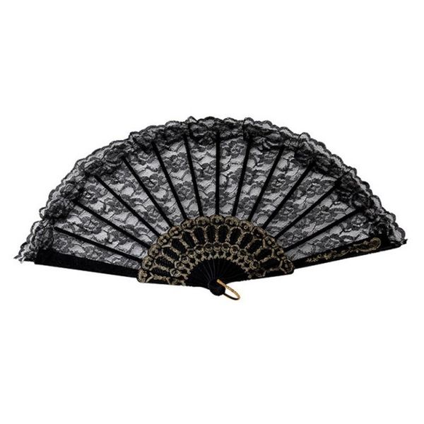 

other home decor women girl po prop party wedding prom plastic fans chinese style folding dance 1pc lace fabric silk embroidery hand held