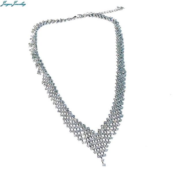 

chains fashion luxury shining all rhinestone tassel chain necklace women's jewelry crystal accessories gift, Silver
