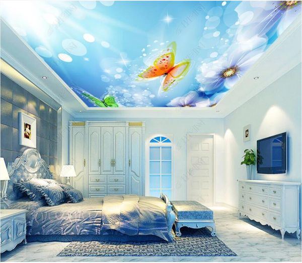 

wallpapers wdbh custom po 3d ceiling murals wallpaper fantasy sky cloud flower butterfly home decor living room for walls 3 d