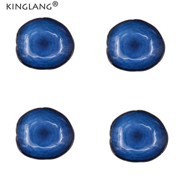 

4pcs kinglang nordic ceramic dish plate household pottery irregular salad platter dinnerware wholesale dropshipping plates