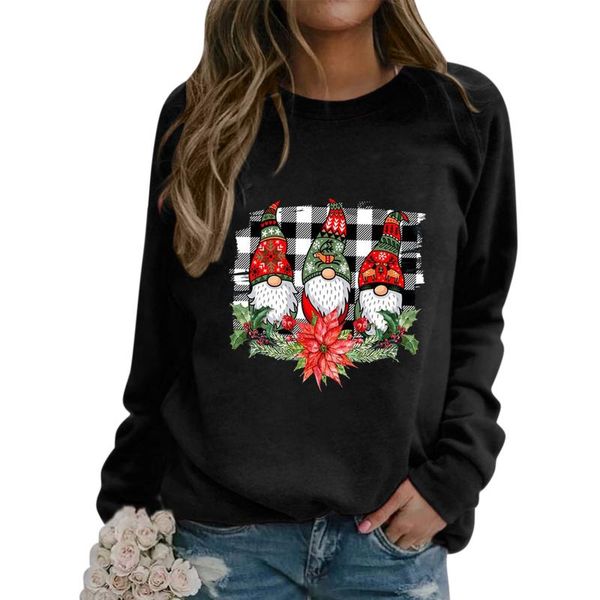 

women's hoodies & sweatshirts fashion women christmas warm hooded autumn winterhoodless sweater printing casual pullover long sleeve, Black