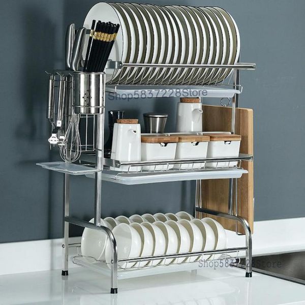 

kitchen storage & organization shelves 304 stainless steel dish rack drain tableware cupboard household