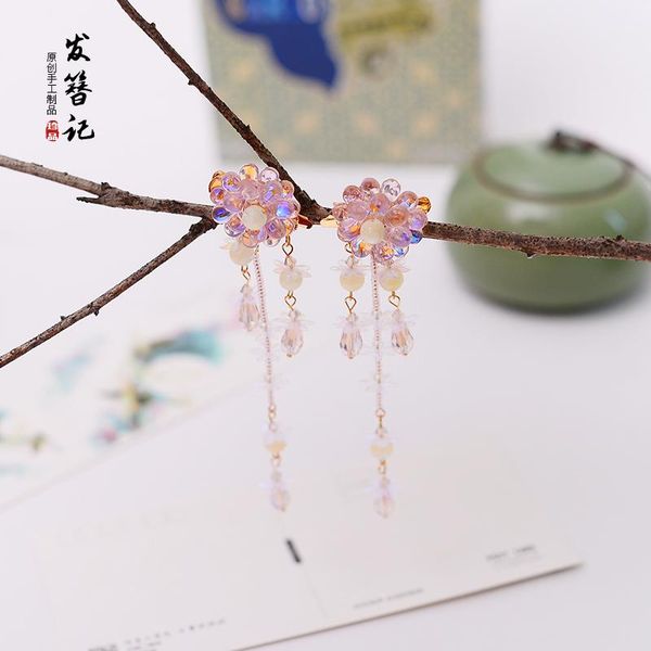 

hair accessories pair of vintage lilac handmade clip tassel headwear for kimono hanfu cosplay fz