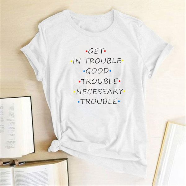 

get in trouble good print womens summer teens casual vogue harajuku crew neck ladies, White