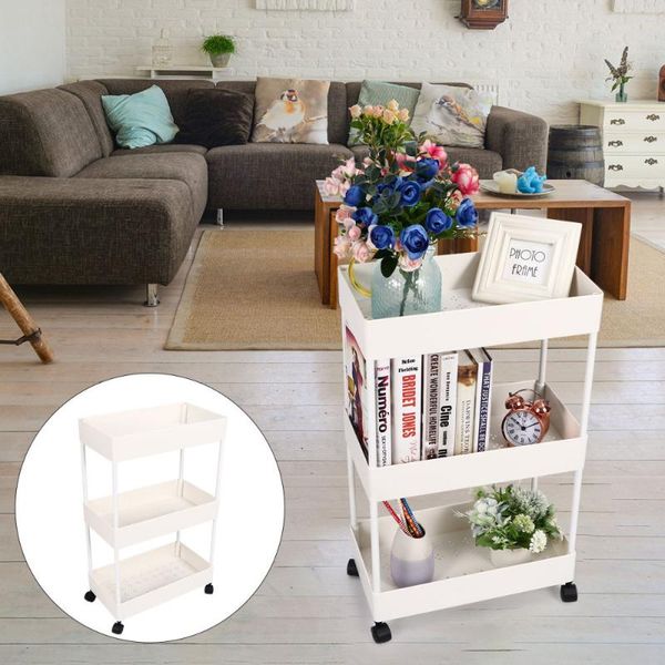 

hooks & rails 1pc practical durable portable trolley rolling organizer for storage