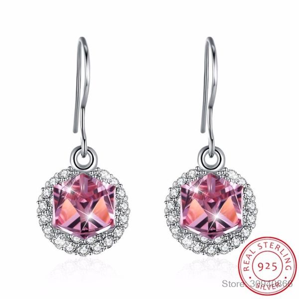 

lekani crystals crystals pave circle drop earrings for women long chain hanging s925 silver earring