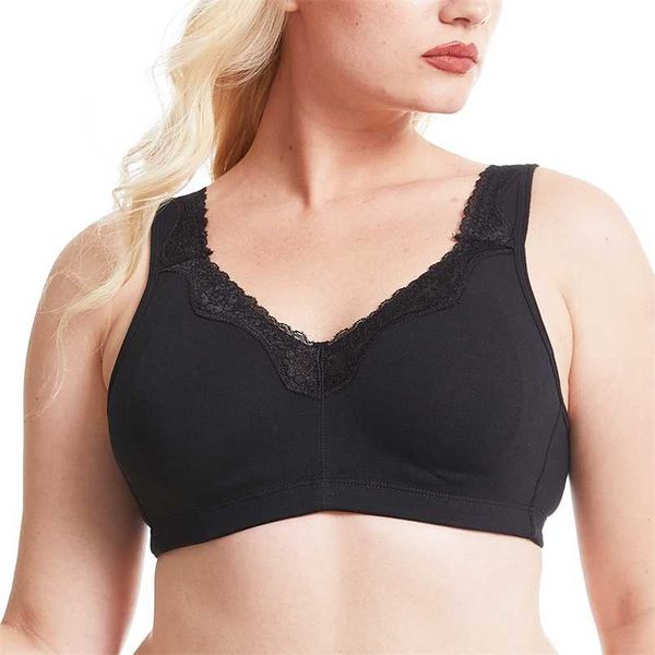 Unterwäsche Baumwolle Black Plus Size BH Full Große Tasse Nahtlose Wireless ultradünne Frauen BHs Minimizer BH A B C D E F G H i 211110