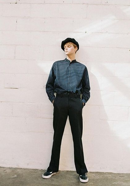 

men's casual pants autumn winter split style and youth fashion urban male, Black