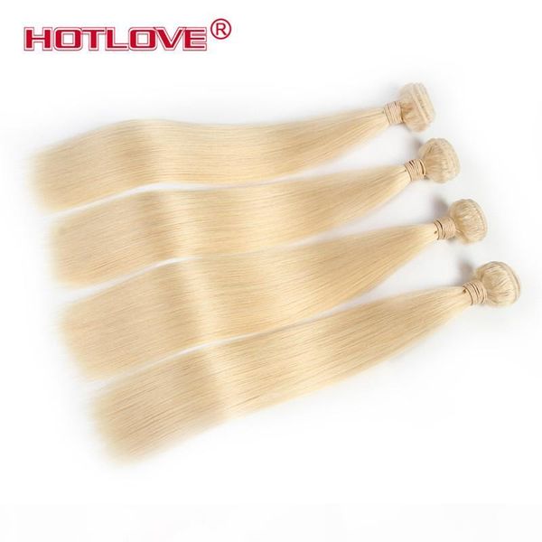 

ove color 613 blonde brazilian virgin remy straight hair bundles 4 pieces lot mixed length 12-24 inch honey blond human hair extension, Black