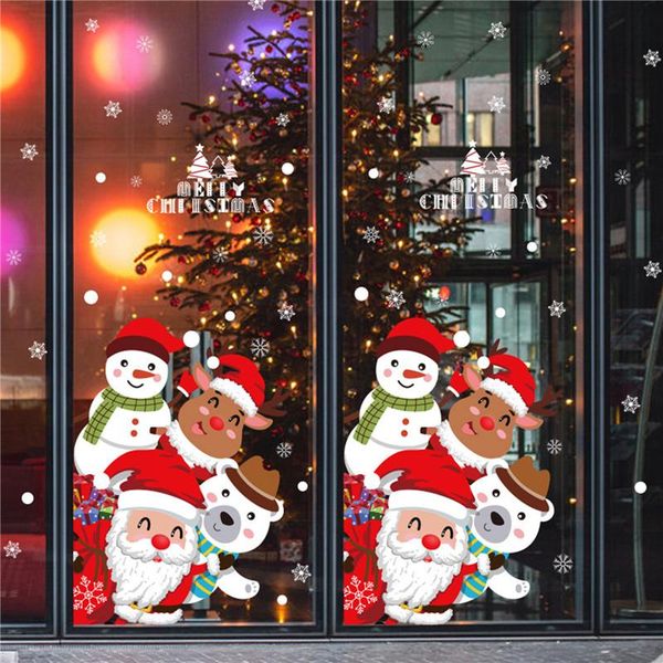 

wall stickers cartoon christmas for window showcase removable santa clause snowman home decor decal adhesive pvc year enjoyable