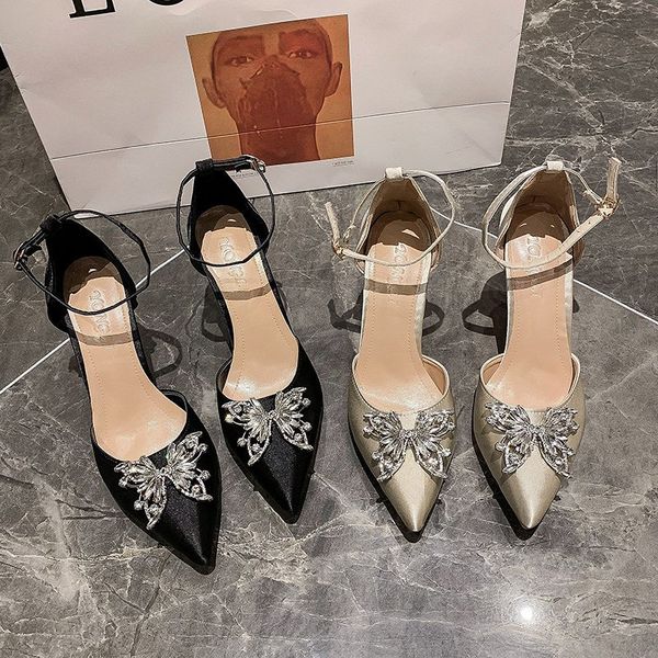 

women heel sandals pointed toe high heel sandal woman female casual pumps thin heels ladies sandals wedding shoe gold pu leather