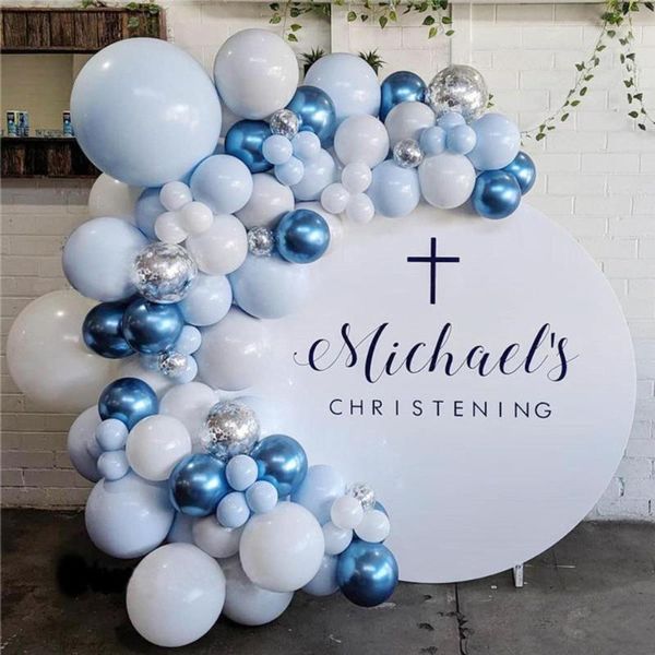 

party decoration macaron blue white pastel balloon garland arch kit confetti balloons wedding birthday baby shower ballons