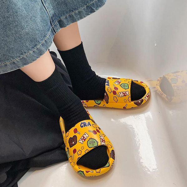 

new cute cartoon slippers women home slippers summer couples shoes girl bathroom non-slip soft bottom baby sandals, Black