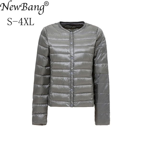 Bang Brand Damen-Daunenjacke, ultraleicht, kragenloser Mantel mit Federn, leicht, tragbar, dünn, schlank, S 211008