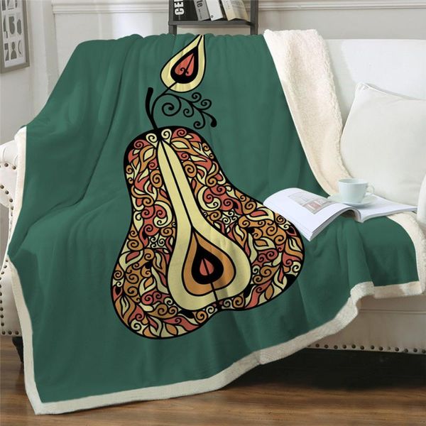 

blankets pear green sherpa fleece blanket paisley pattern plush bedspreads tropical fruit bed fashion