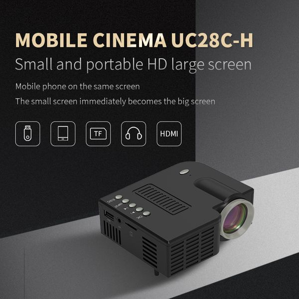 Aggiornato UC28C Mini proiettore portatile Cablato Stesso schermo 1080P Home Theater Entertainment Media Player Game Beamer Dispositivo cinematografico Proiettori portatili