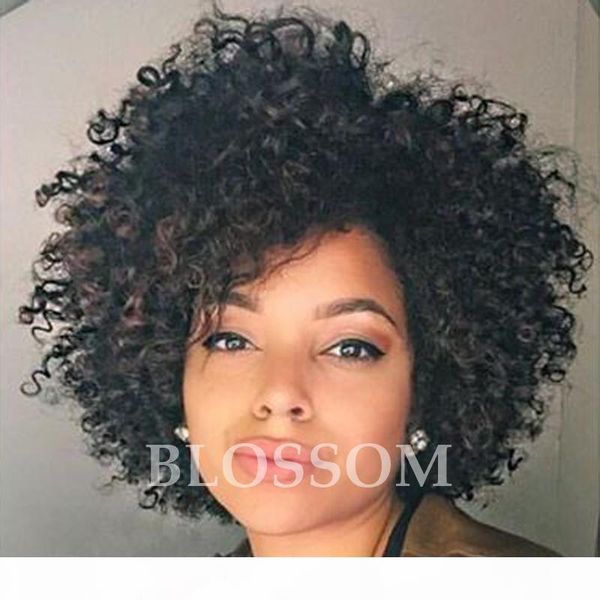 

human hair wigs afro kinky curly brazilian hair natural black human hair none lace glueless wigs for black women wigs, Black;brown