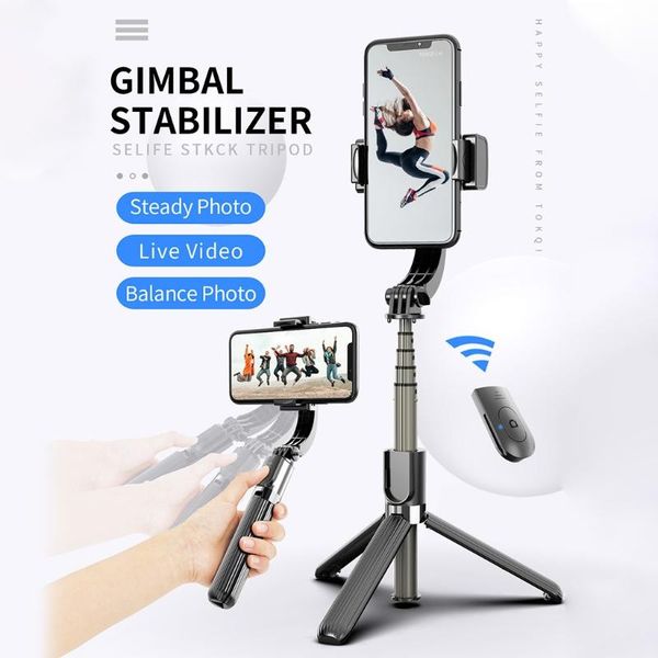 

selfie monopods l08 bluetooth handheld gimbal stabilizer tripod mobile phone stick holder adjustable wireless video record stander