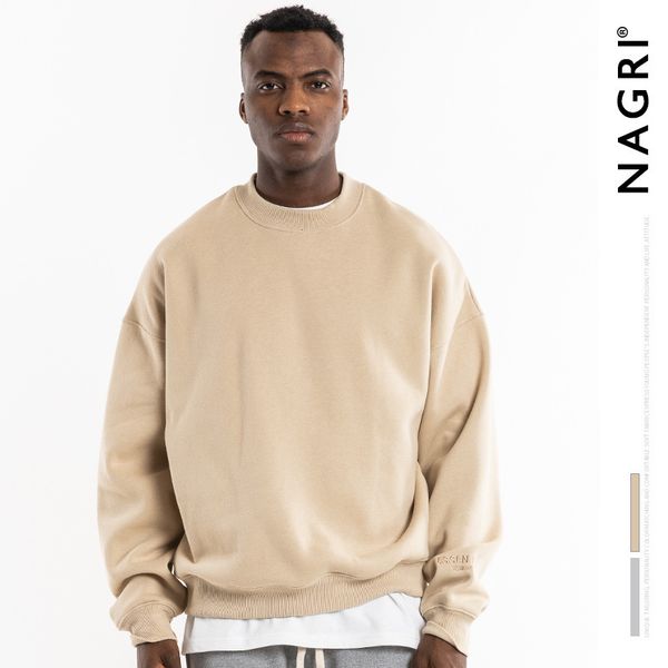 

nagri men's fashion brand new fall 2020 fog men's round neck essentials loose and versatile sweater, White;black