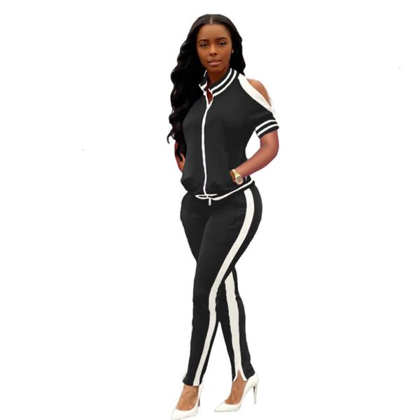 

casual zipper summer sports women's split new f0992021 suit, Gray