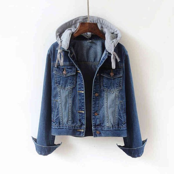 

women's jackets women casual plus size hooded short denim autumn drawstring single-breasted long sleeve solid jean female 5xl 2pip, Black;brown